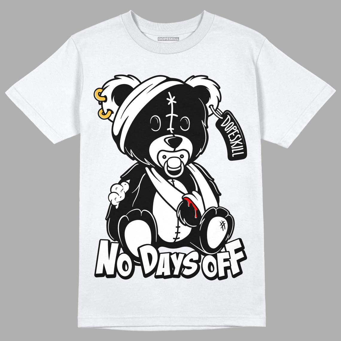 85 Black White 1s DopeSkill T-Shirt Hurt Bear Graphic