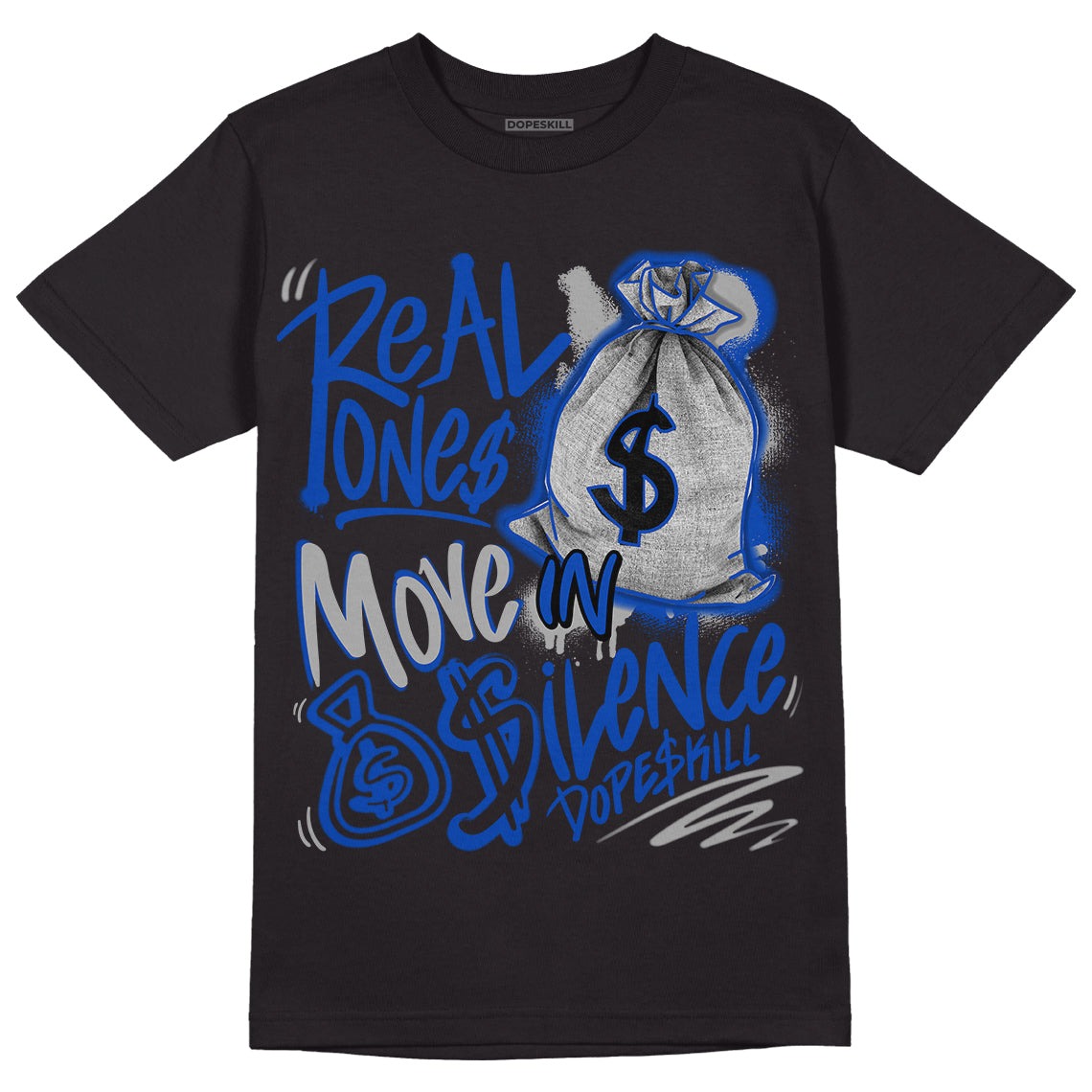 AJ 5 Racer Blue DopeSkill T-Shirt Real Ones Move In Silence Graphic