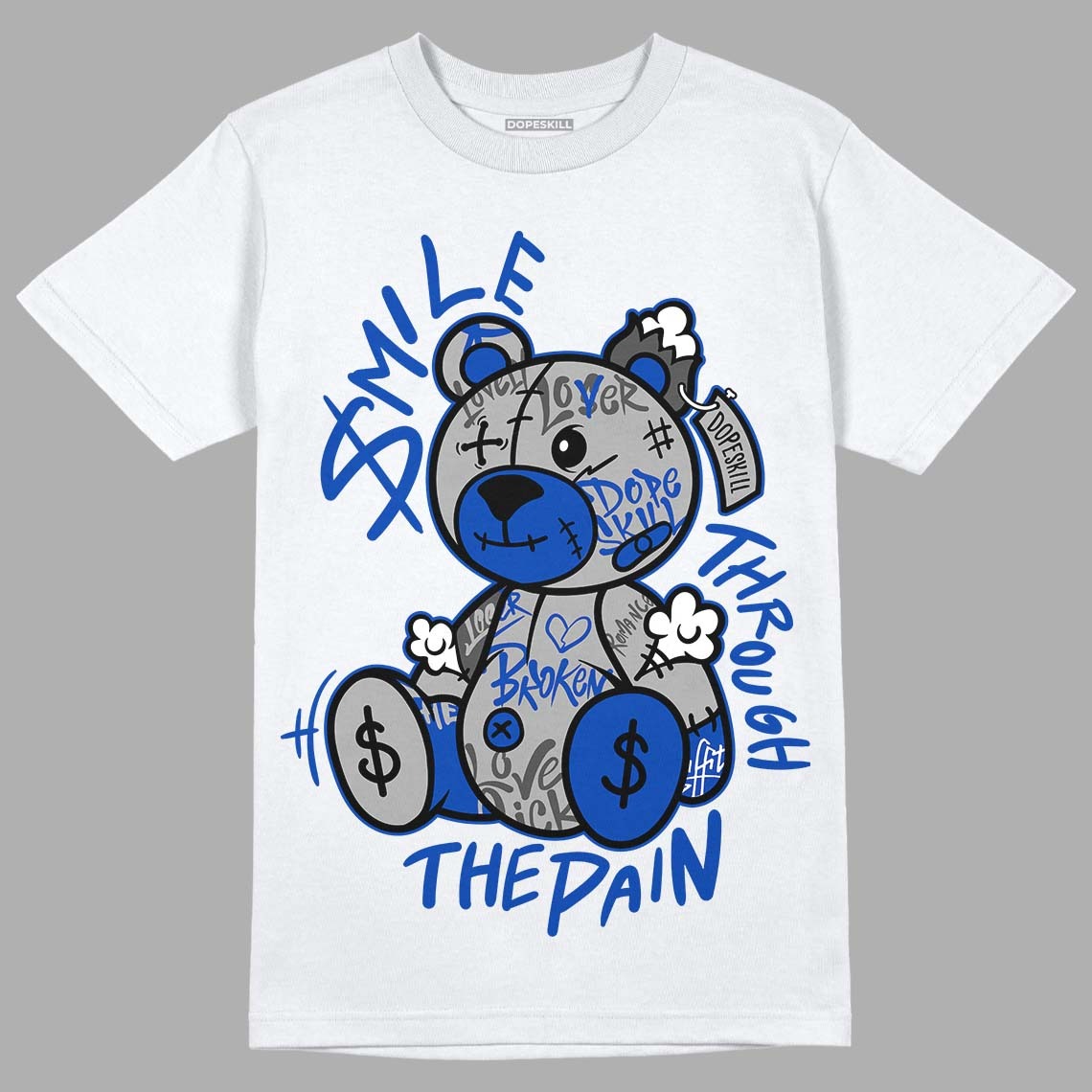 AJ 5 Racer Blue DopeSkill T-Shirt Smile Through The Pain Graphic