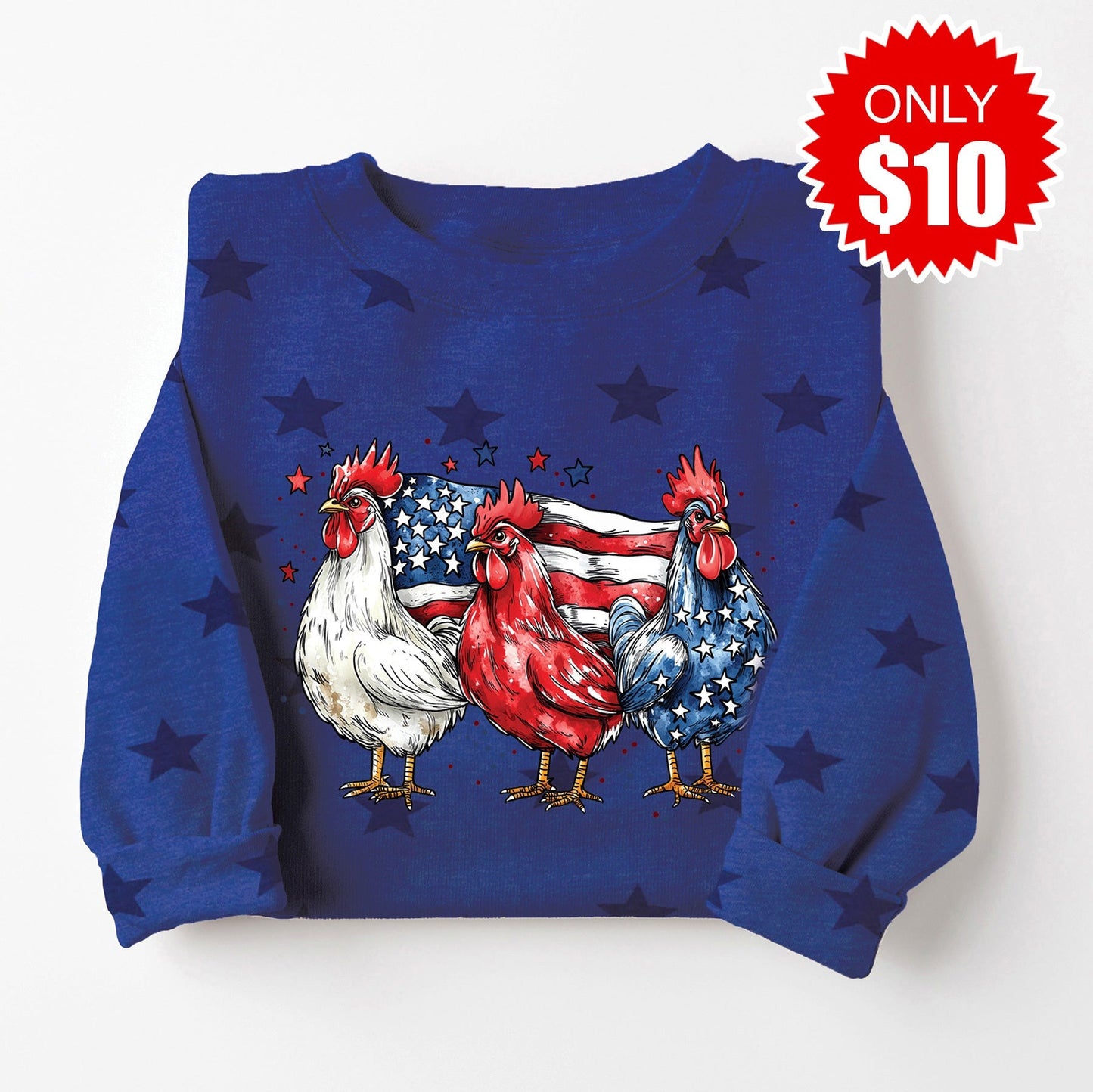 American Chickens Sweatshirt - Blue Star Print - $10