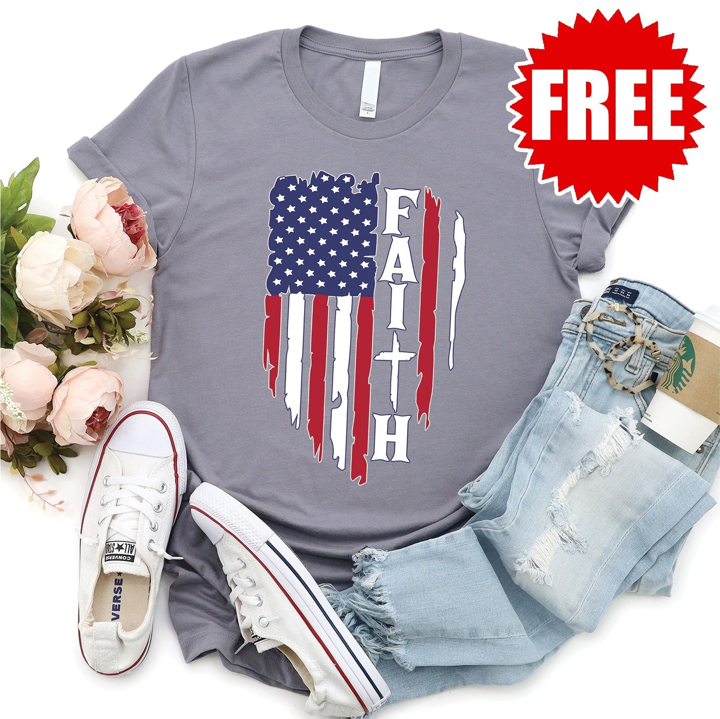 American Faith Tee - Heather Storm Style001