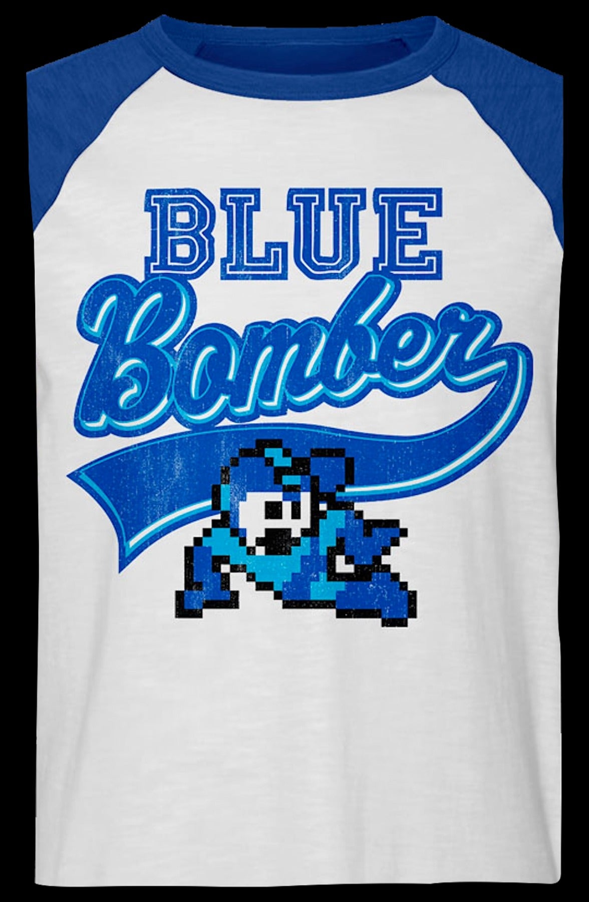 Blue Bomber Sports Logo Mega Man Raglan Baseball Shirt