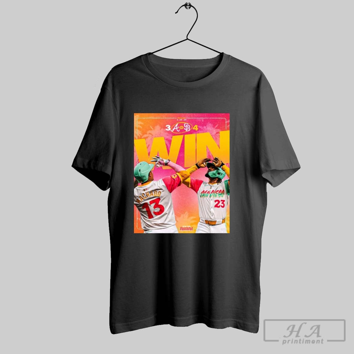 City Connect W San Diego Padres Mlb Baseball Win 4 3 Atlanta Braves Final Score March 28 2025 T Shirt