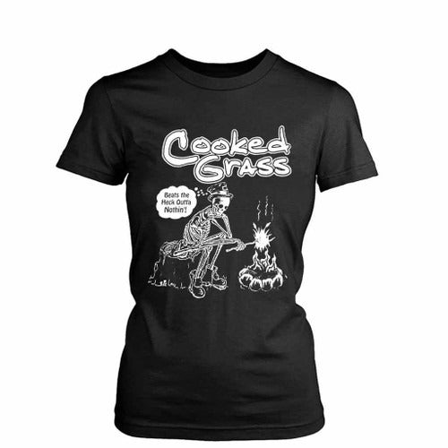 Cooked Grass Skeleton Folk Jamband Music Hippie Women's T-Shirt Tee