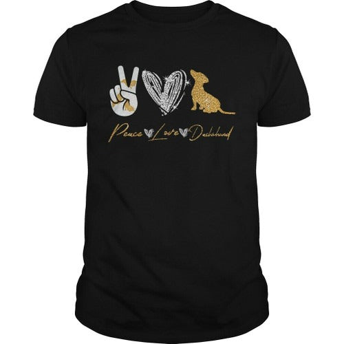 Peace I Love Dachsund Funny Dog Man's T-Shirt Tee