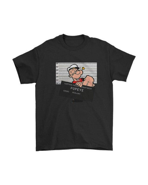 Popeye The Sailor Cartoon Character Mugshot Funny Man's T-Shirt Tee