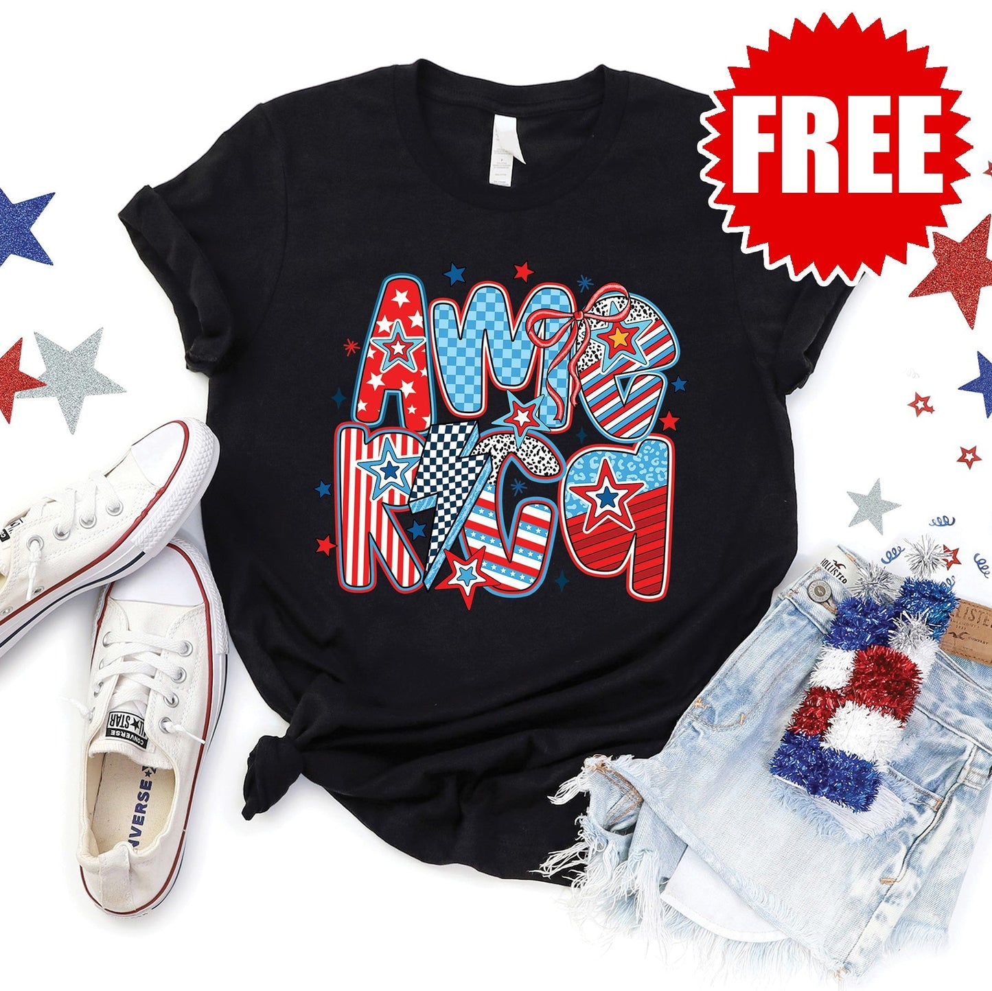 Retro America 2 Tee - Black - FREE