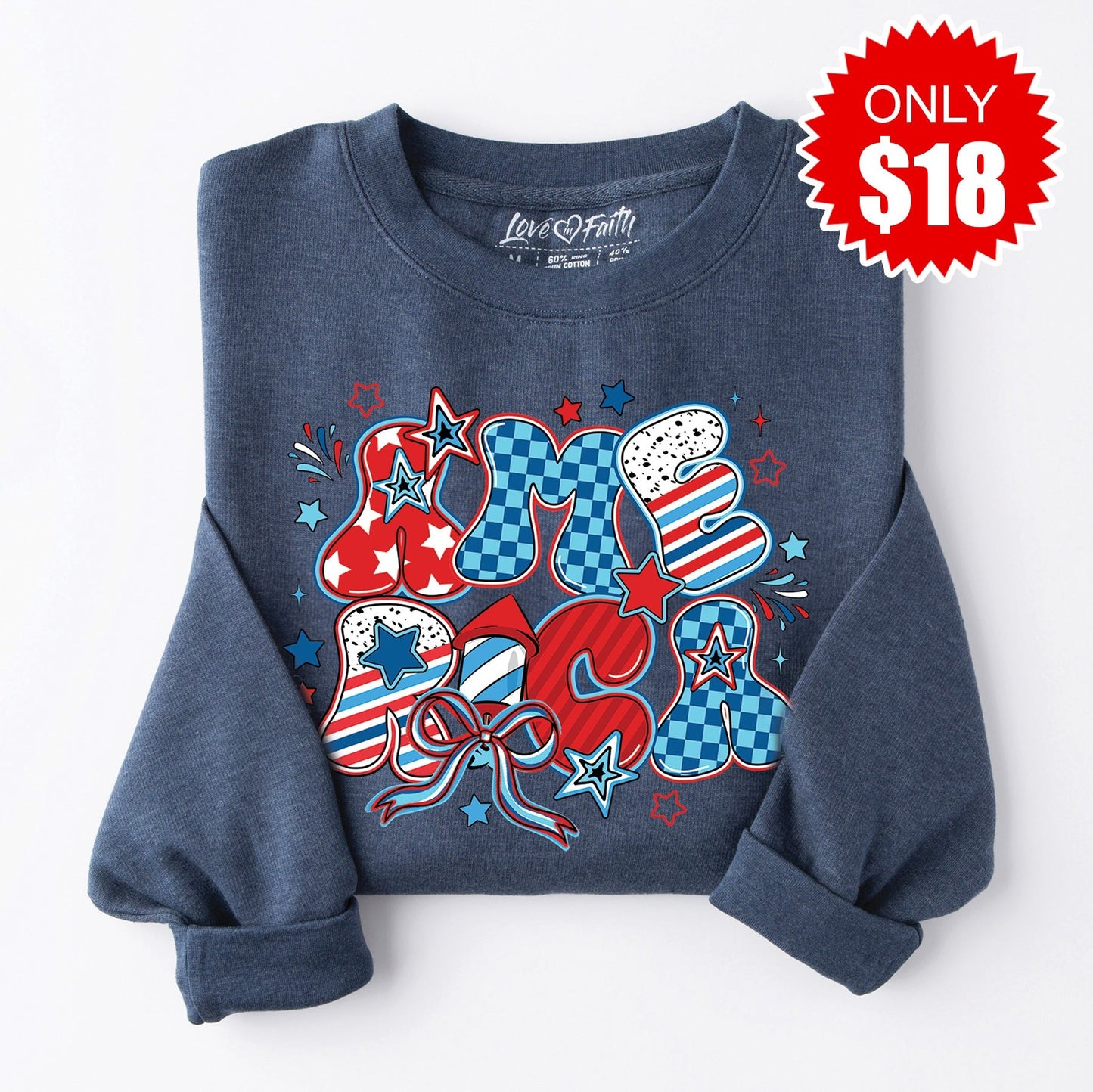 Retro America Sweatshirt - Heather Navy - 18