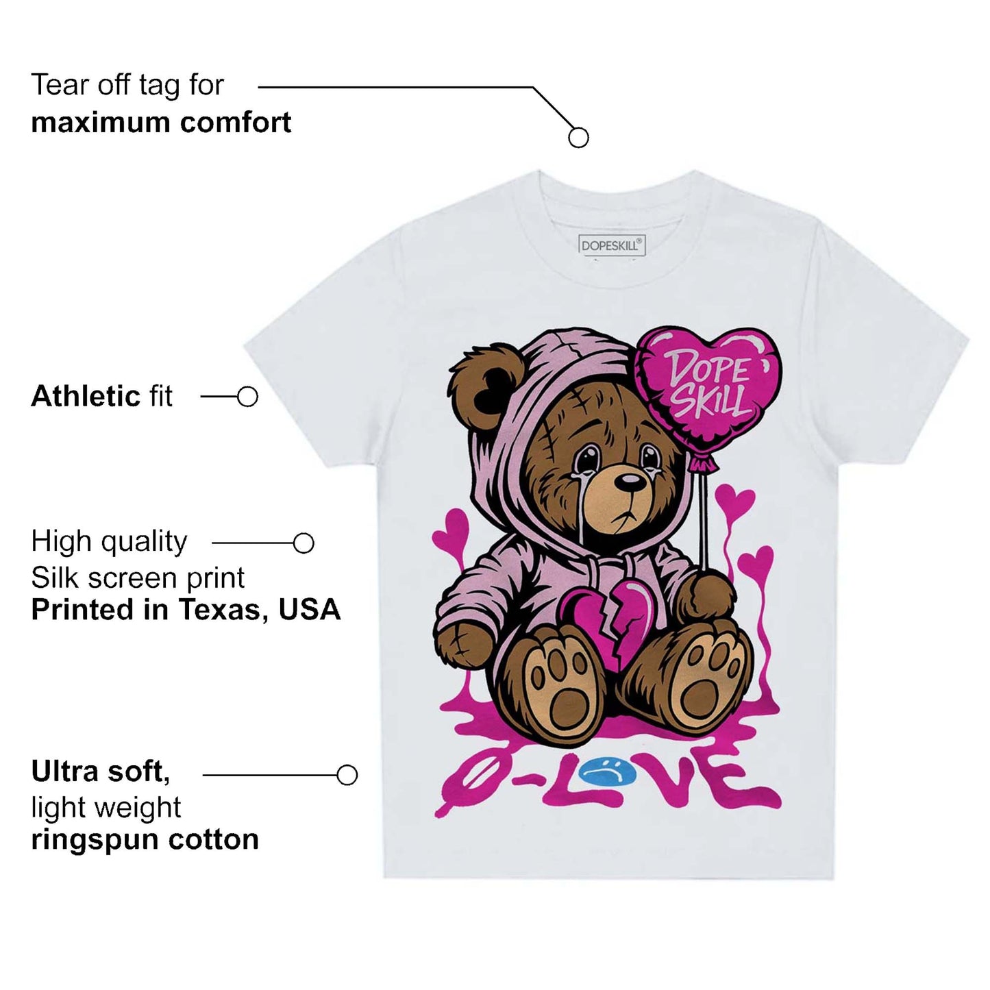 Triple Pink Dunk DopeSkill Toddler Kids T-shirt Broken Bear Graphic