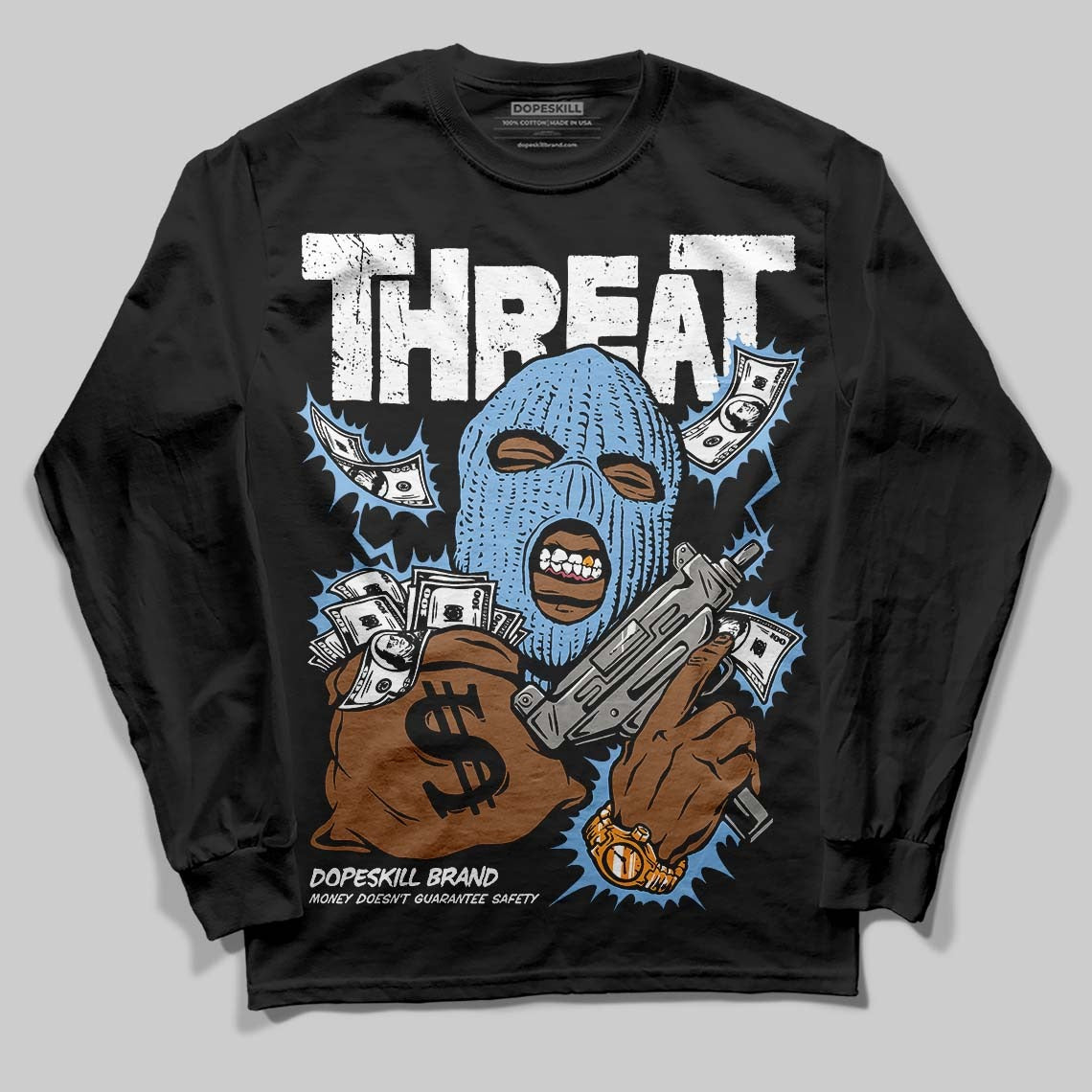 University Blue 6s DopeSkill Long Sleeve T-Shirt Under Threat Graphic