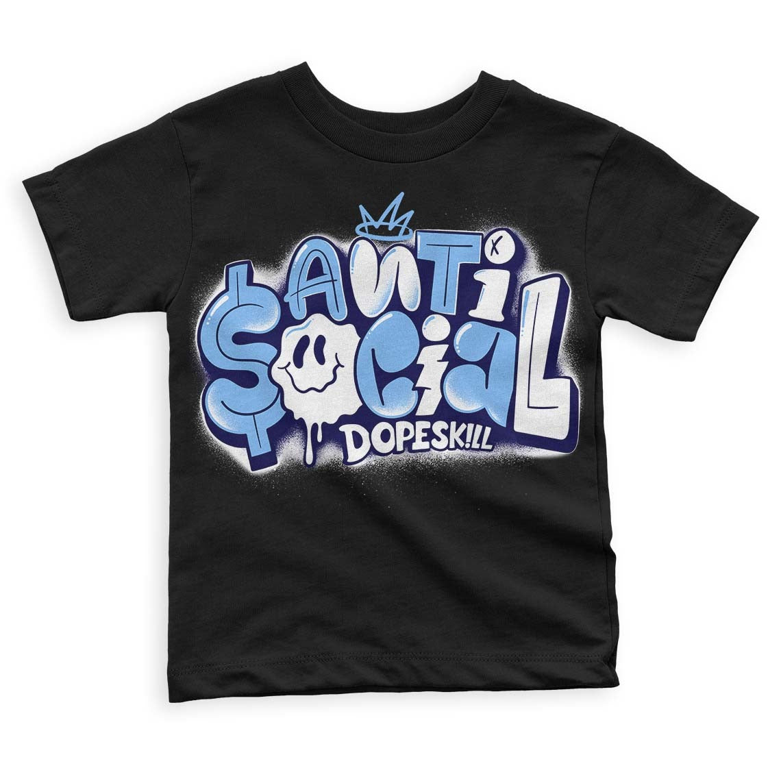 University Blue 6s DopeSkill Toddler Kids T-shirt Anti Social Graphic