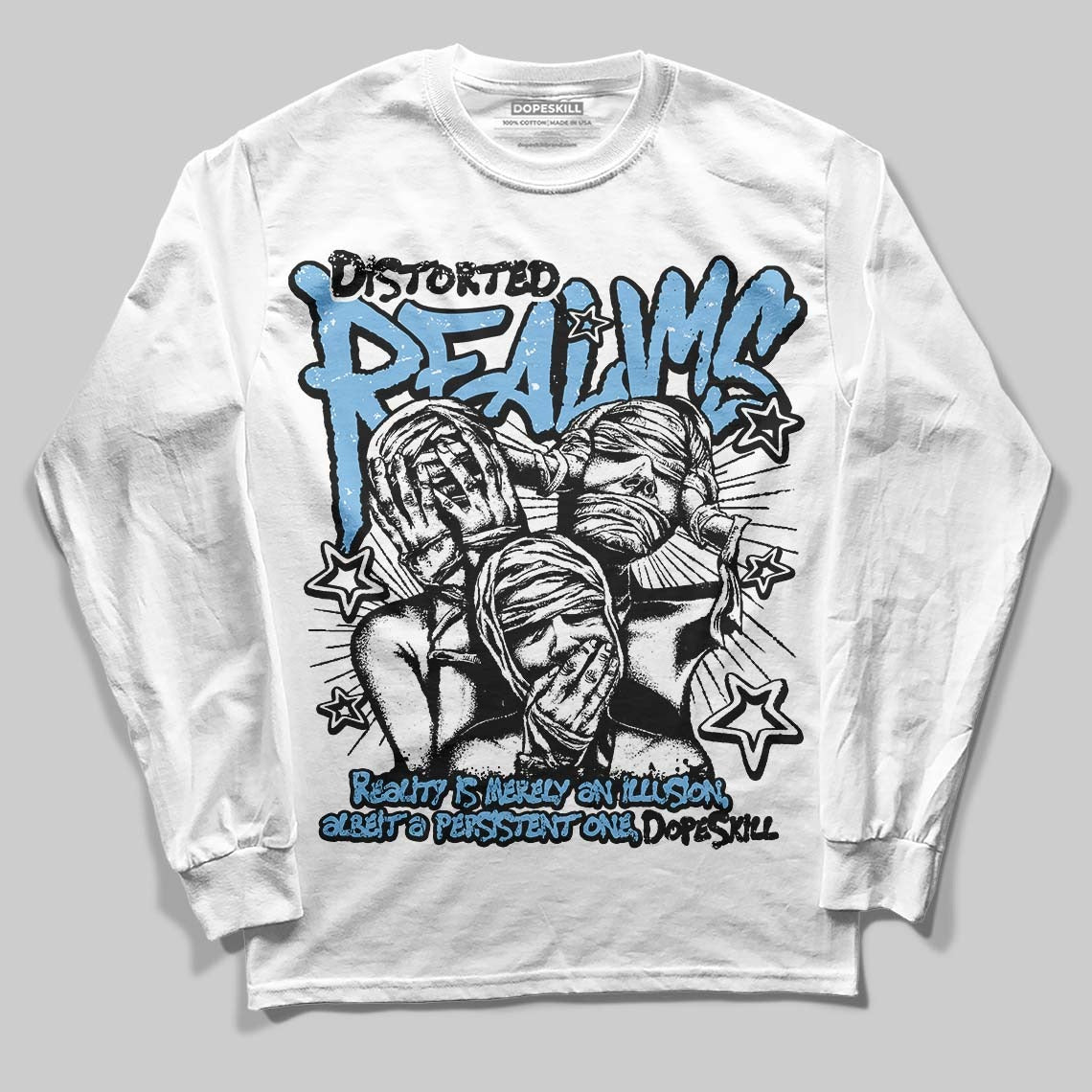 University Blue Collection DopeSkill Long Sleeve T-Shirt Distorted Realms Graphic