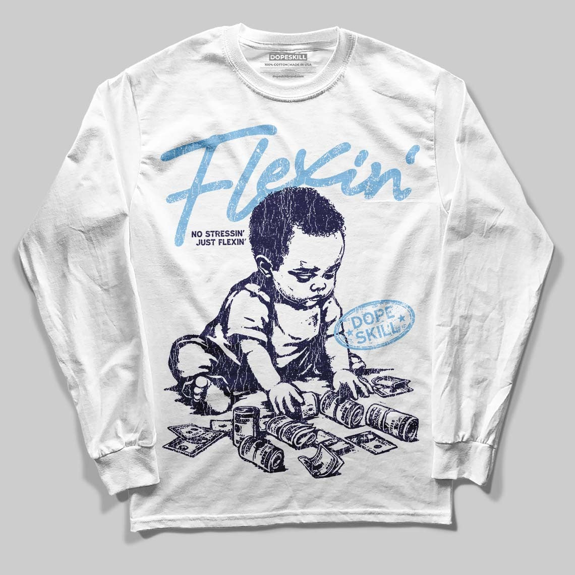 University Blue Collection DopeSkill Long Sleeve T-Shirt Flexin' Graphic