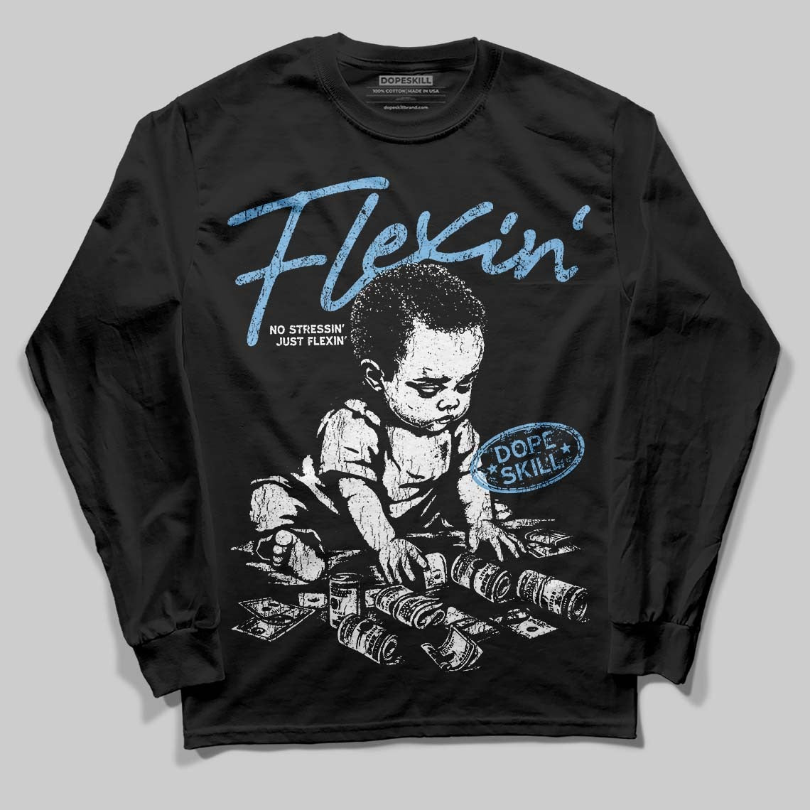 University Blue Collection DopeSkill Long Sleeve T-Shirt Flexin' Graphic