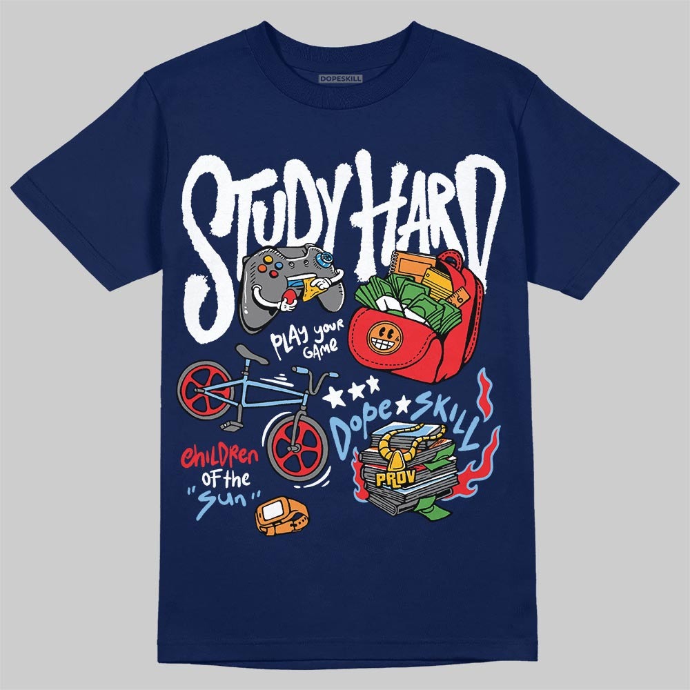 University Blue Collection DopeSkill T-Shirt Study Hard Graphic