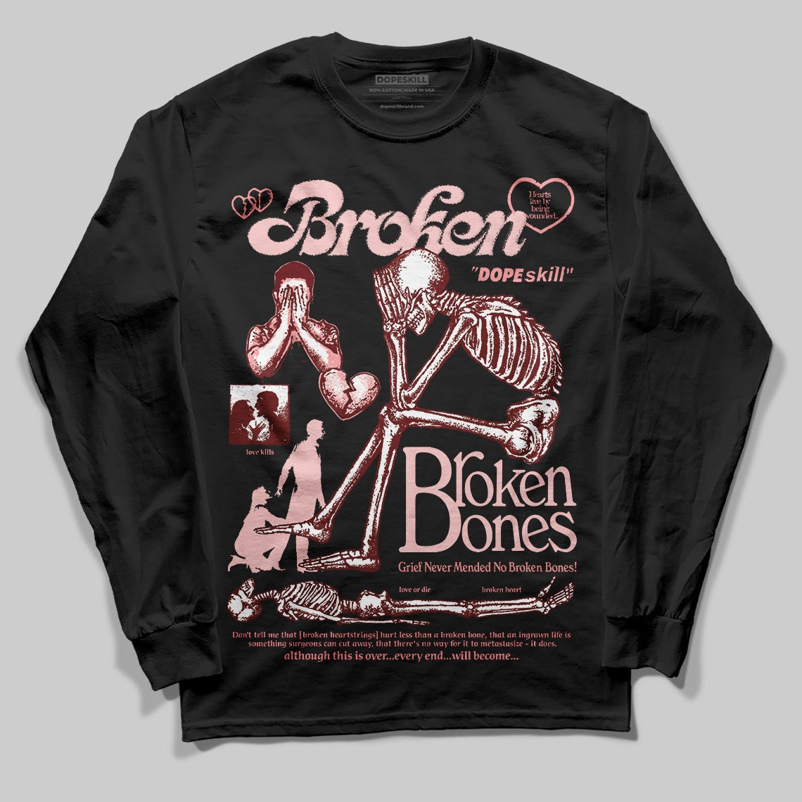 VALENTINE'S Day 3s DopeSkill Long Sleeve T-Shirt Broken Bones Graphic