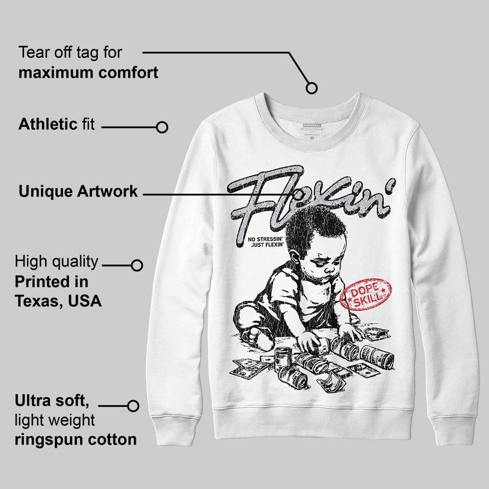 White Cement 4s DopeSkill Sweatshirt Flexin' Graphic