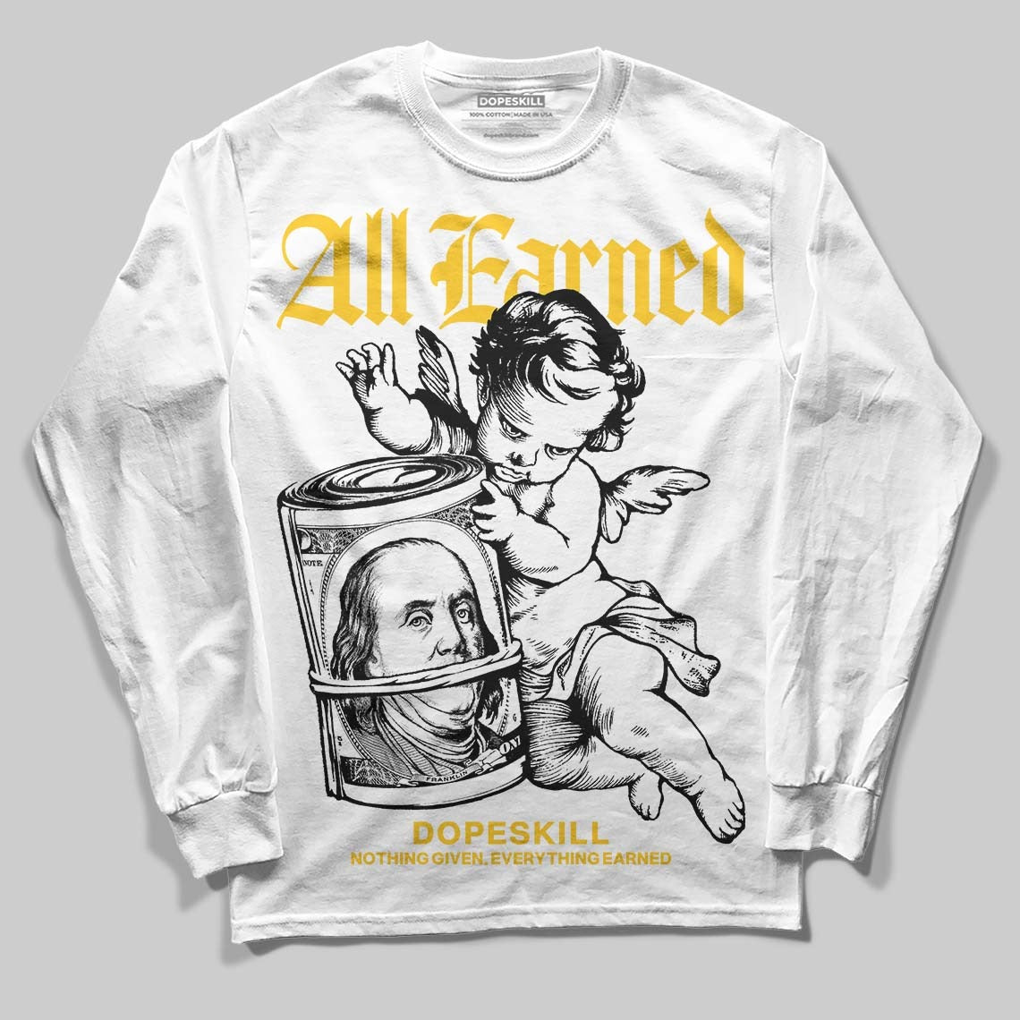 Yellow Collection DopeSkill Long Sleeve T-Shirt All Earned Graphic