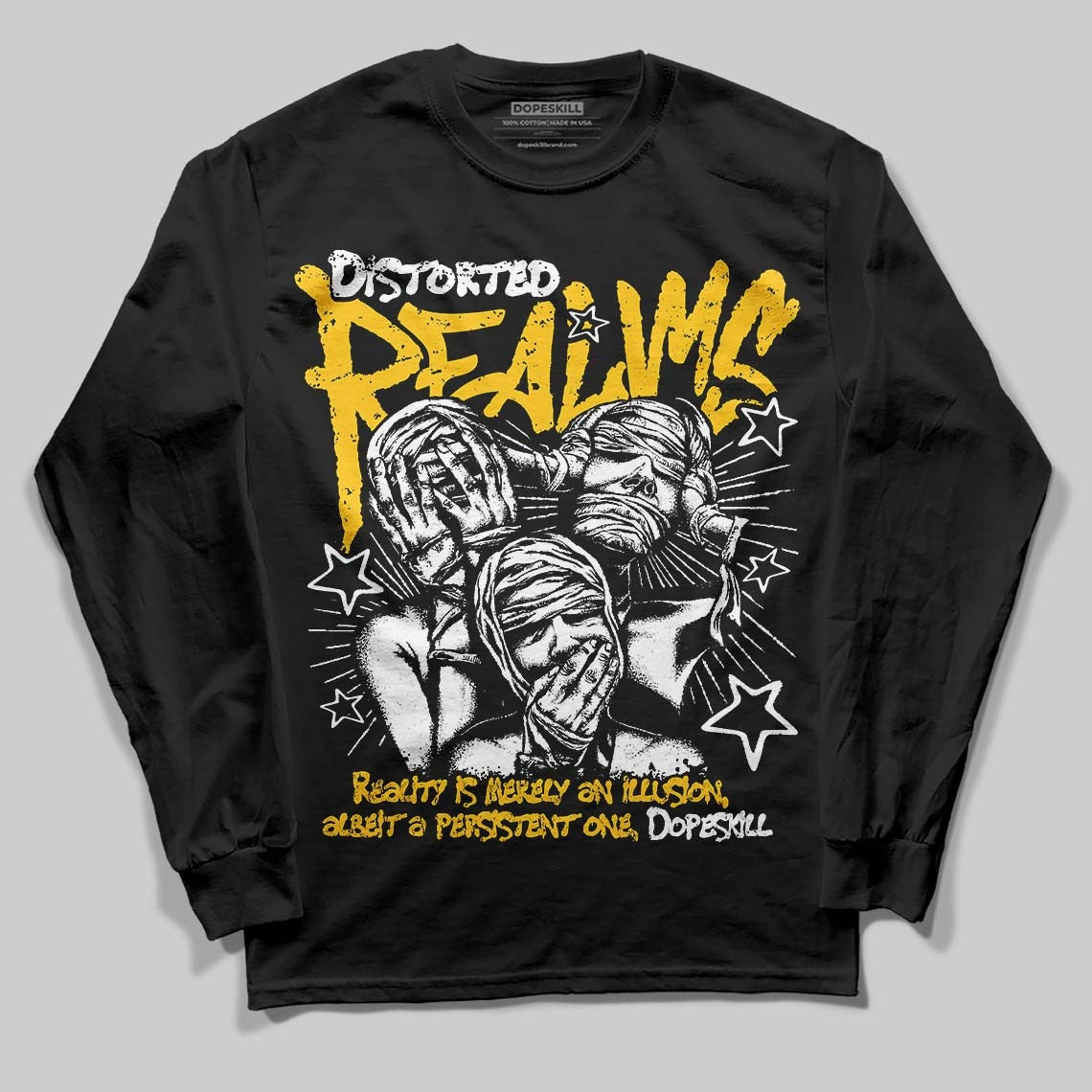 Yellow Collection DopeSkill Long Sleeve T-Shirt Distorted Realms Graphic