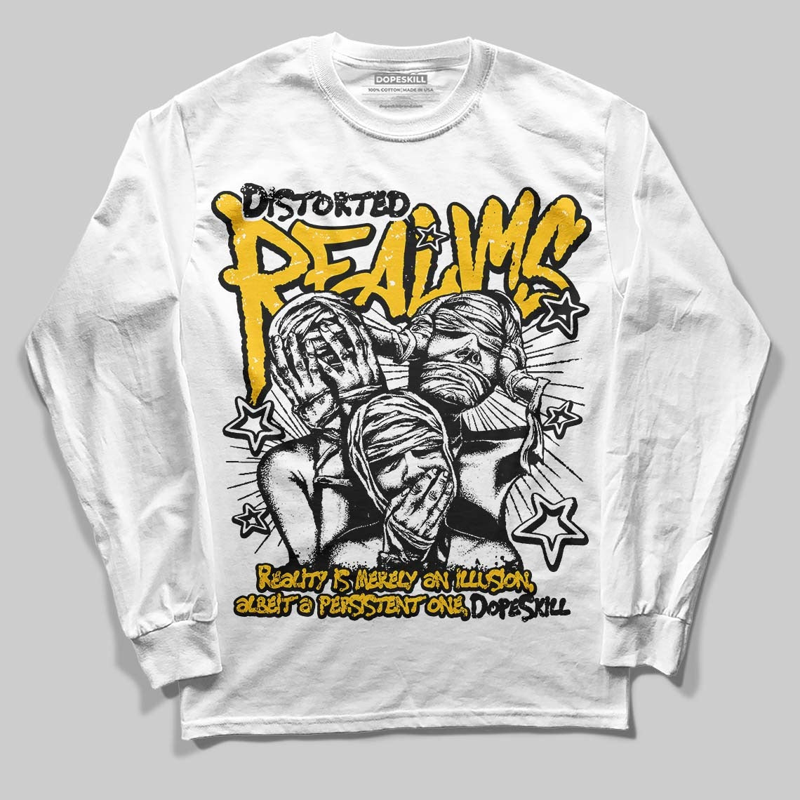 Yellow Collection DopeSkill Long Sleeve T-Shirt Distorted Realms Graphic