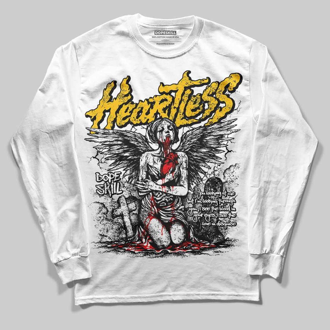 Yellow Collection DopeSkill Long Sleeve T-Shirt Heartless Graphic