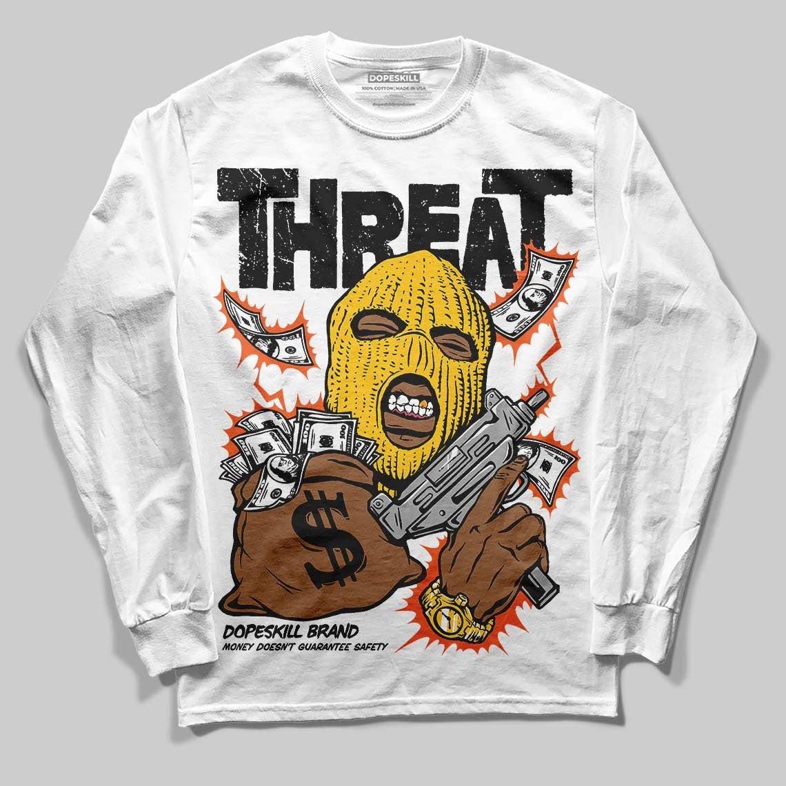 Yellow Collection DopeSkill Long Sleeve T-Shirt Under Threat Graphic