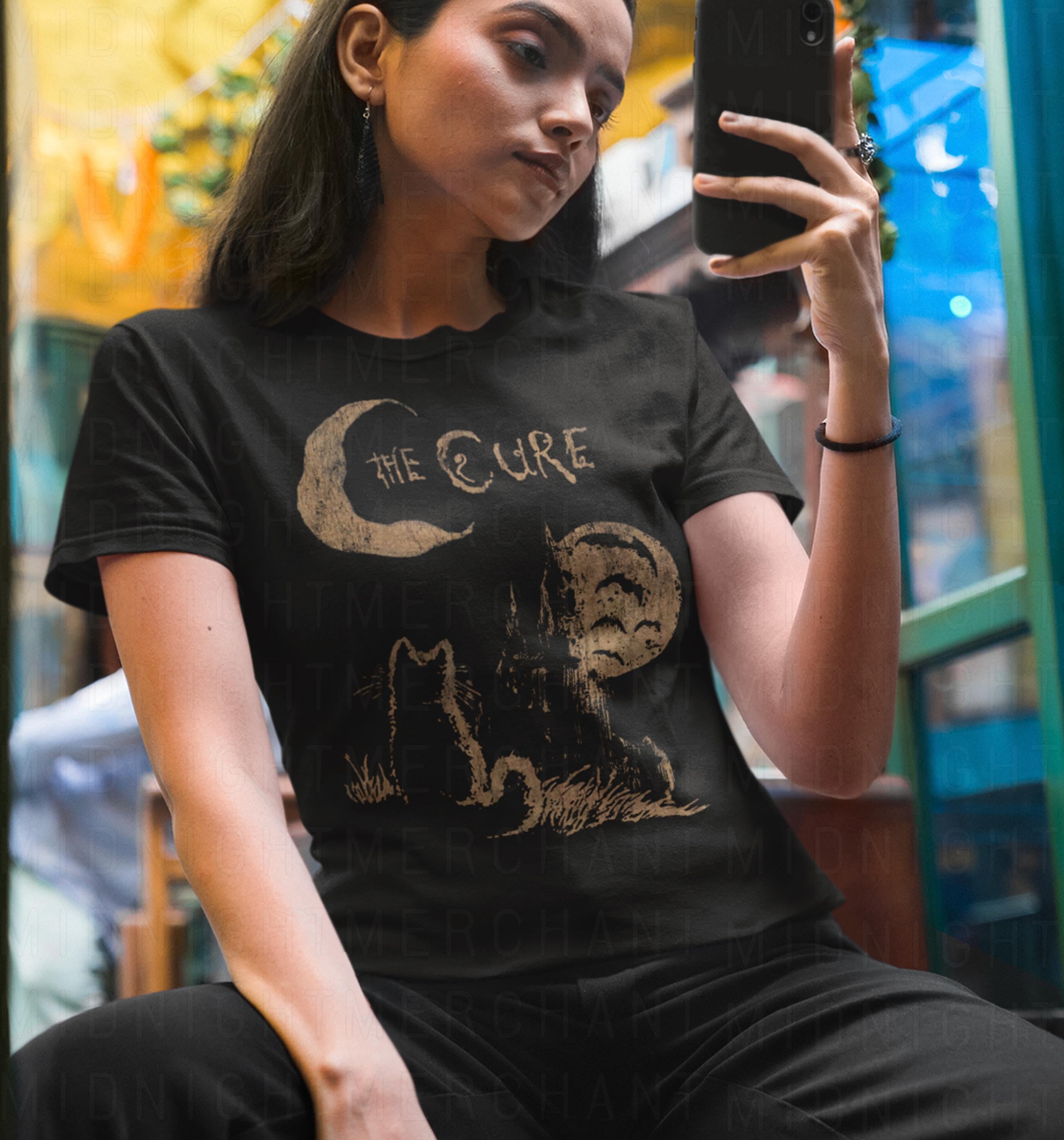 Cure Cat Tee 90s Alt Indie Rock Music Cat Lover Cure Fan Band Tee Cure (3)