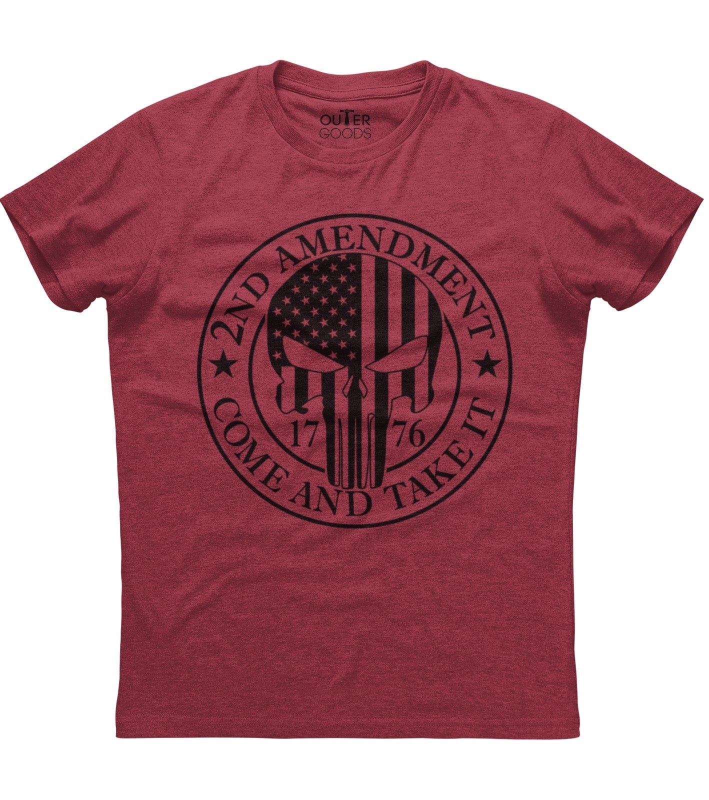 2nd Amendment Come And Take It Punisher Skull American Flag 1776 Patriotic T-Shirt (O)