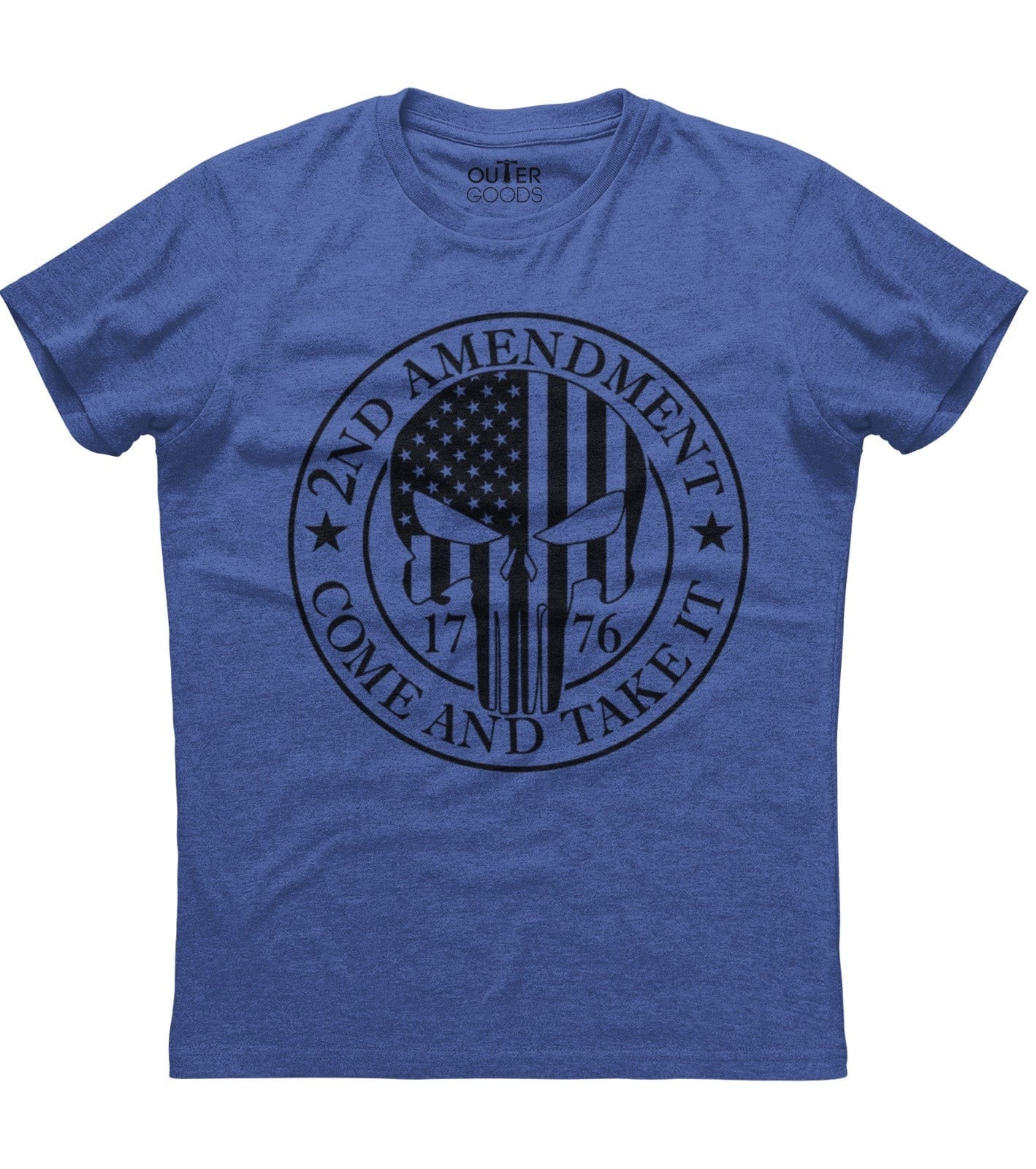2nd Amendment Come And Take It Punisher Skull American Flag 1776 Patriotic T-Shirt (O)