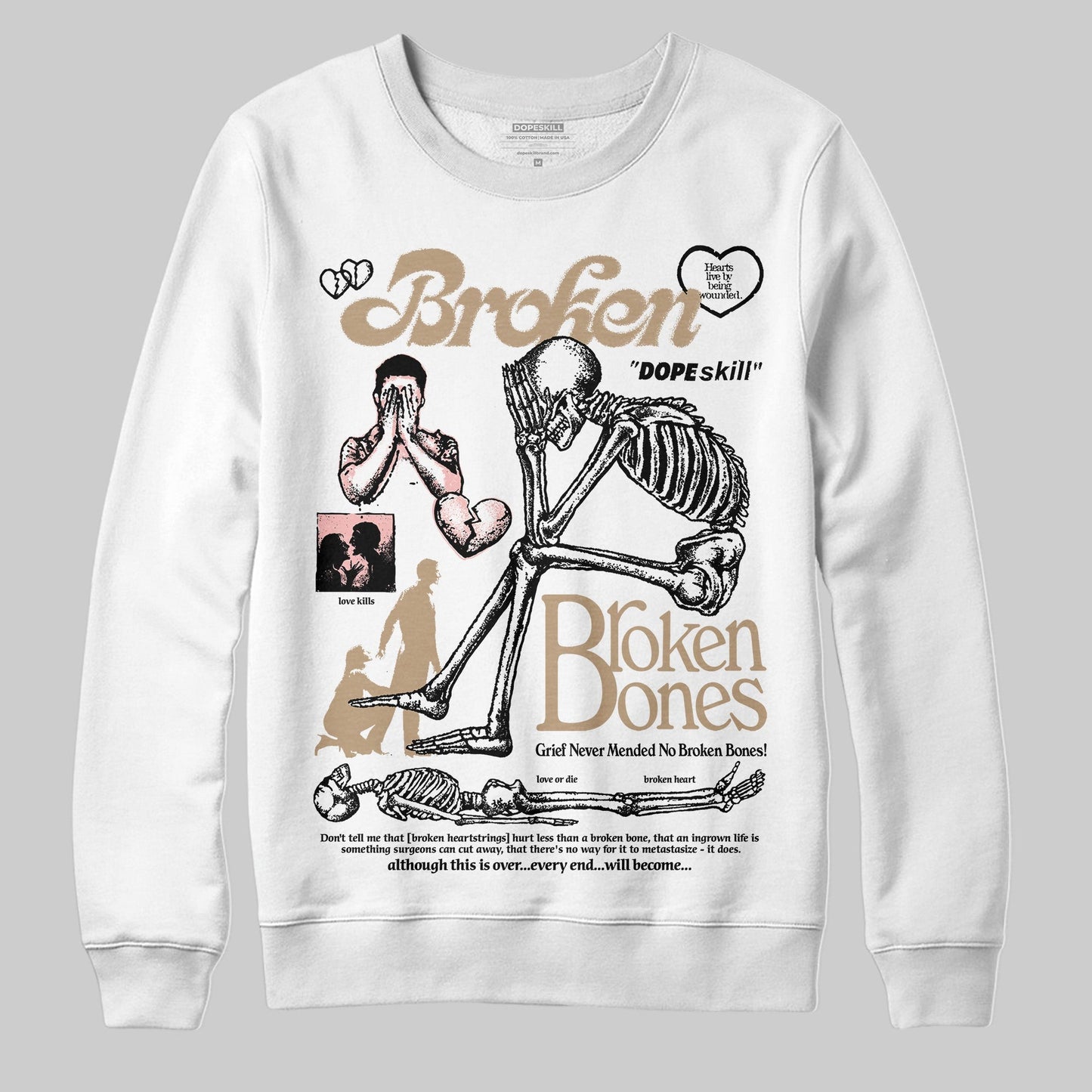 AIR FORCE 1 LINEN DopeSkill Sweatshirt Broken Bones Graphic