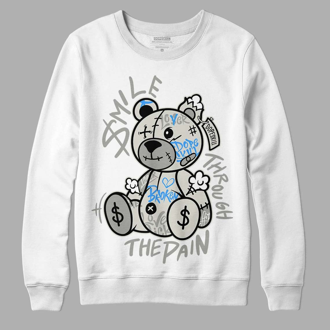 AJ 4 Military Black DopeSkill Sweatshirt Smile Through The Pain Graphic