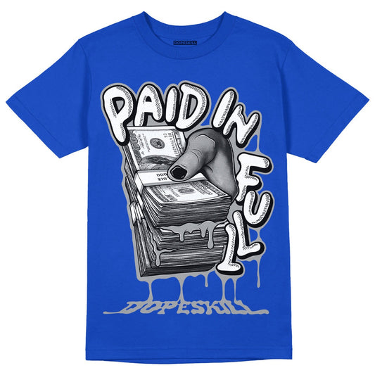 AJ 5 Racer Blue DopeSkill Racer Blue T-shirt Paid In Full Graphic