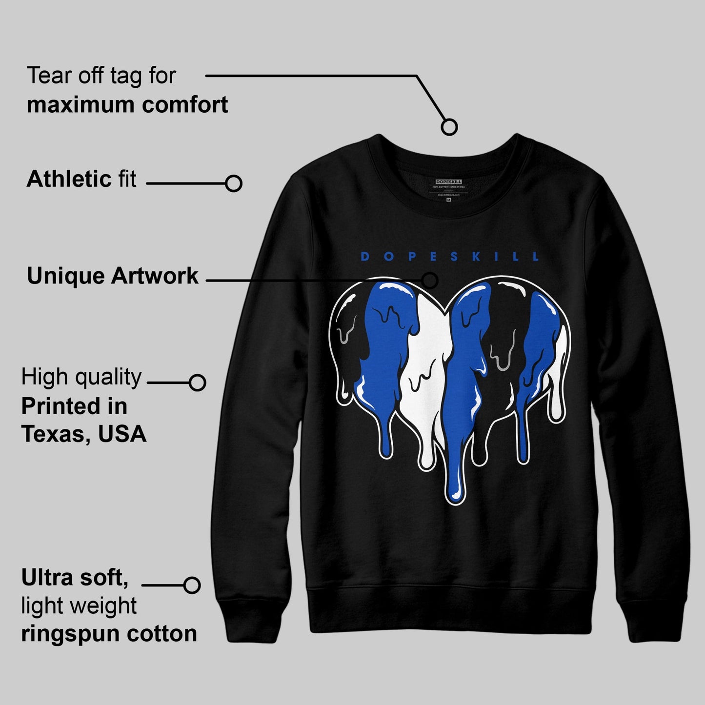 AJ 5 Racer Blue DopeSkill Sweatshirt Slime Drip Heart Graphic