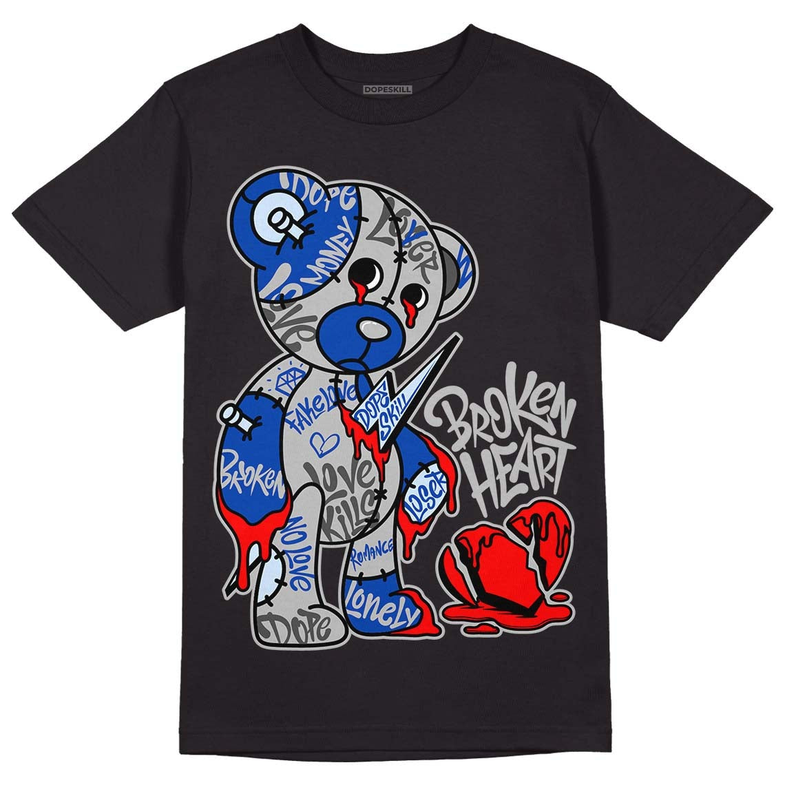 AJ 5 Racer Blue DopeSkill T-Shirt Broken Heart Graphic