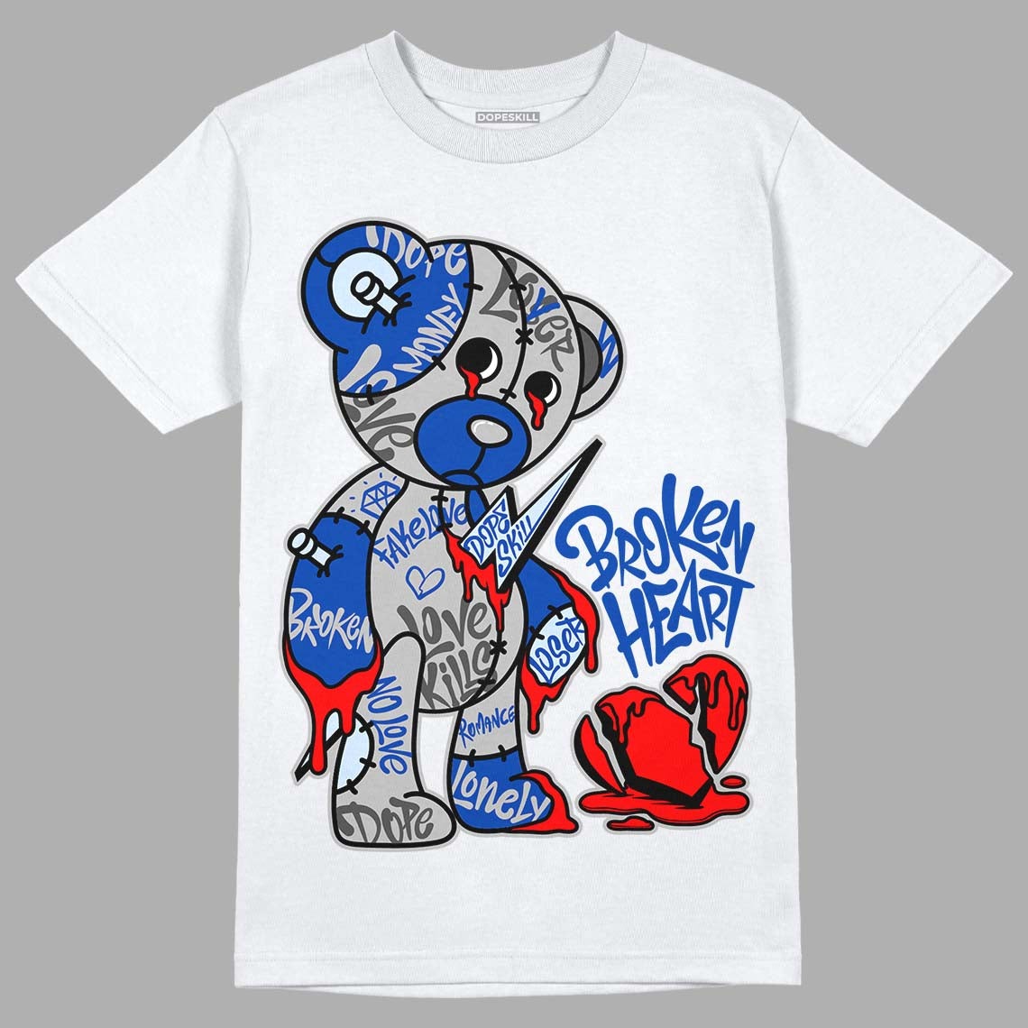 AJ 5 Racer Blue DopeSkill T-Shirt Broken Heart Graphic