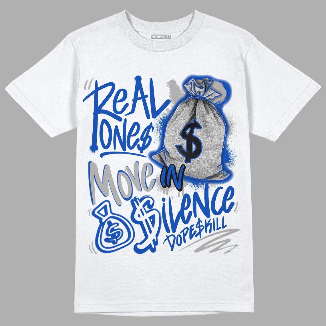 AJ 5 Racer Blue DopeSkill T-Shirt Real Ones Move In Silence Graphic