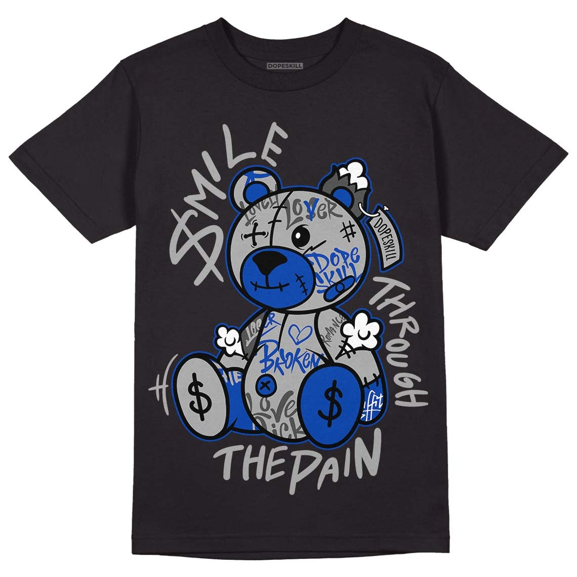 AJ 5 Racer Blue DopeSkill T-Shirt Smile Through The Pain Graphic