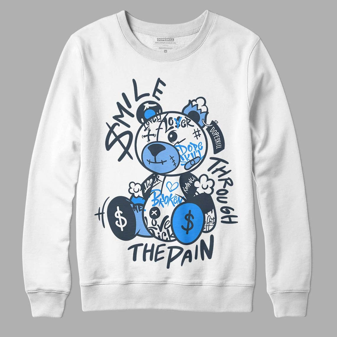 AJ 6 Midnight Navy DopeSkill Sweatshirt Smile Through The Pain Graphic