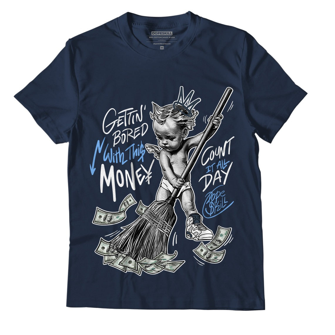 AJ 6 Midnight Navy DopeSkill T-shirt Gettin Bored With This Money Graphic