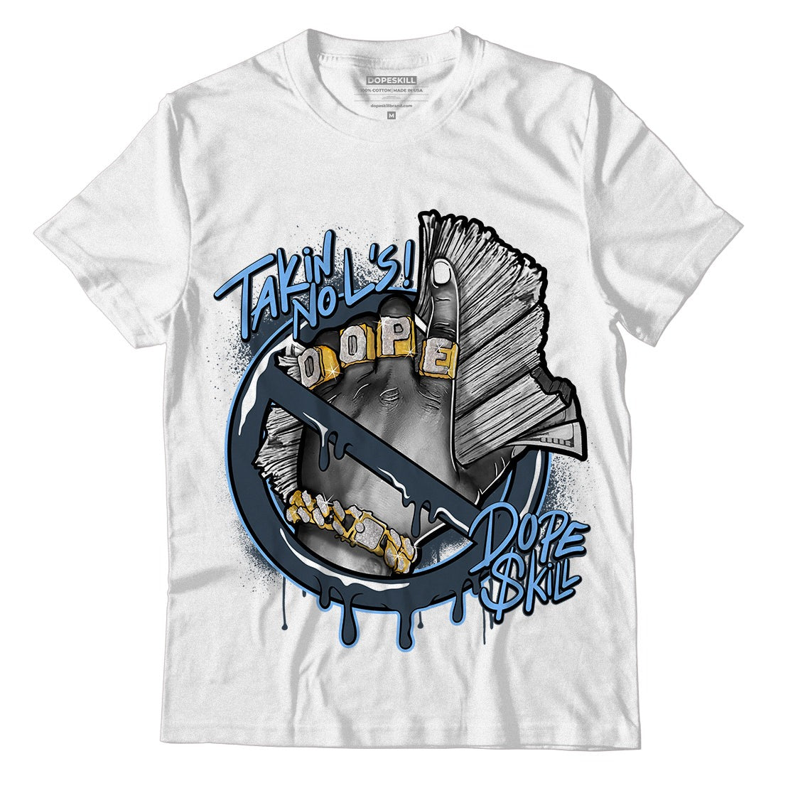 AJ 6 Midnight Navy DopeSkill White T-Shirt Takin No L's Graphic