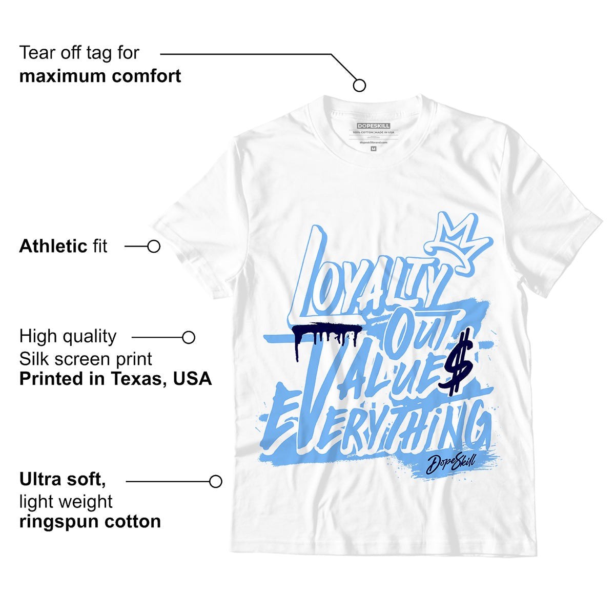 AJ 6 University Blue DopeSkill T-Shirt LOVE Graphic