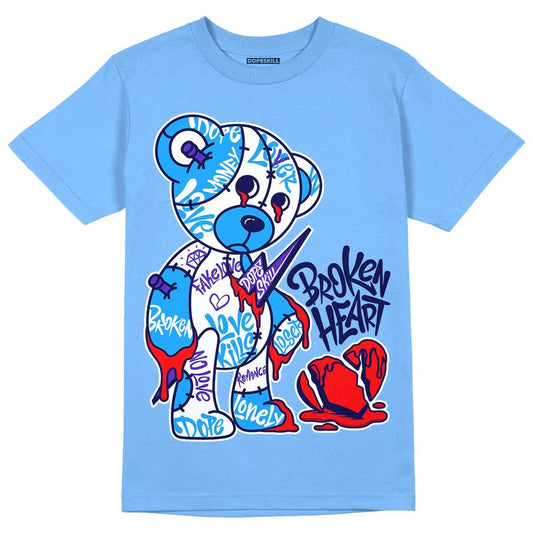 AJ 6 University Blue DopeSkill University Blue T-Shirt Broken Heart Graphic