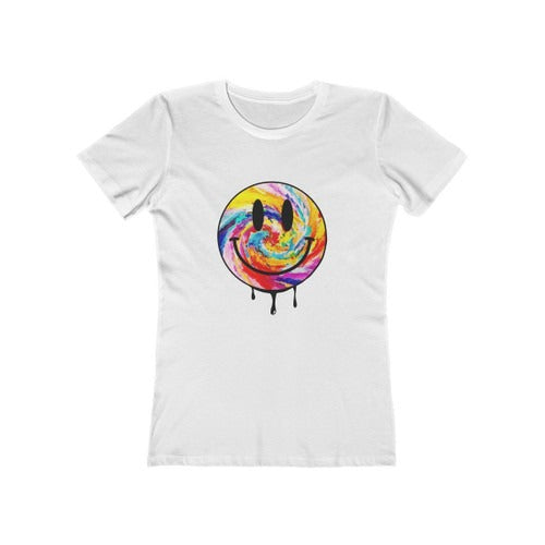 Acid Dripping Smiley Face Tie Dye House Rave Music Women's T-Shirt Tee