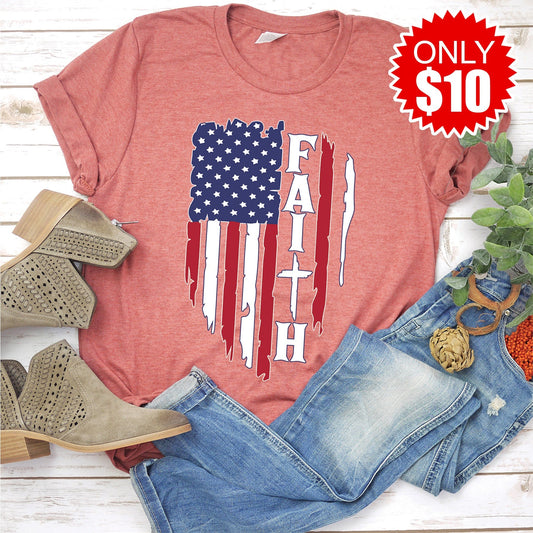 American Faith Tee - Heather Clay