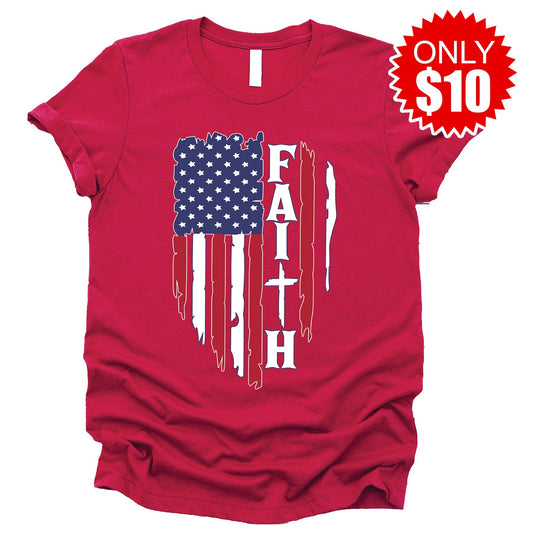 American Faith Tee - Heather Scarlet