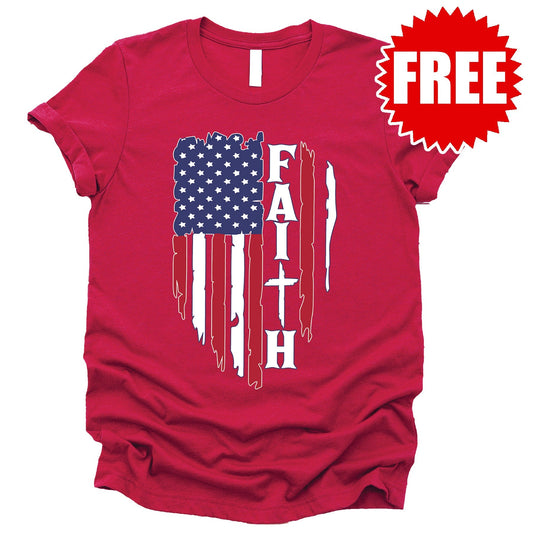 American Faith Tee - Heather Scarlet Style001