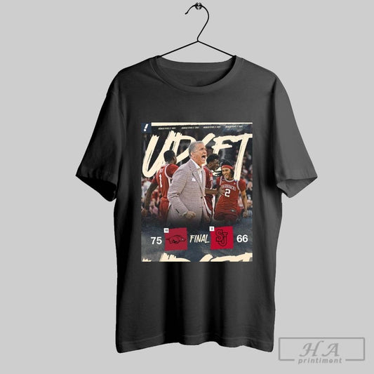 Arkansas Razorbacks Mens Basketball Win 75 66 St Johns Red Storm Final Score Ncaa March Madness 2025 T Shirt