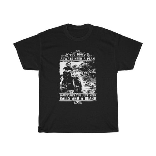 Balls And A Beard Funny Biker Rider Cafe Racer Bike Top Man's T-Shirt Tee