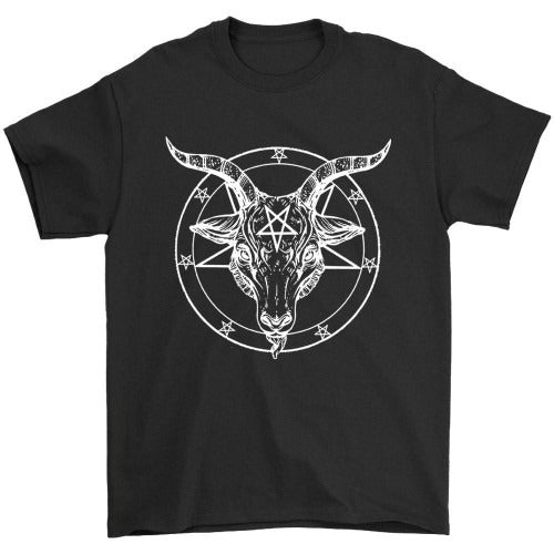 Baphomet Pentagram Satantic Occult Church Of Satan Goat Goth Man's T-Shirt Tee
