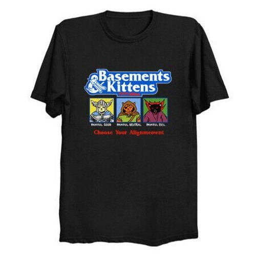 Basements Kittens Funny Dungeons Dragons Pawful Man's T-Shirt Tee
